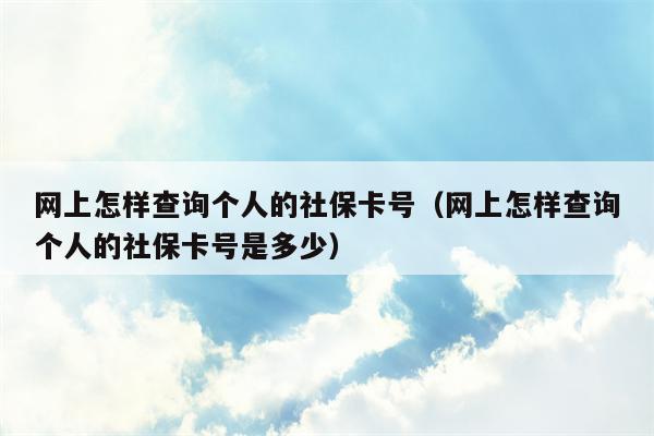 网上怎样查询个人的社保卡号（网上怎样查询个人的社保卡号是多少）