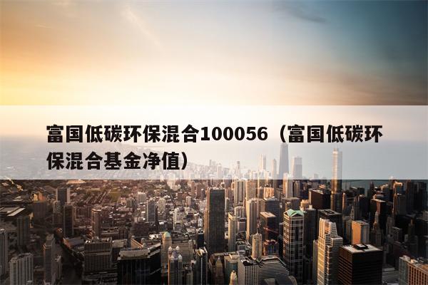 富国低碳环保混合100056（富国低碳环保混合基金净值）