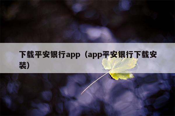 下载平安银行app（app平安银行下载安装）