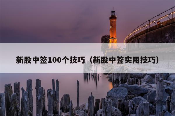 新股中签100个技巧（新股中签实用技巧）