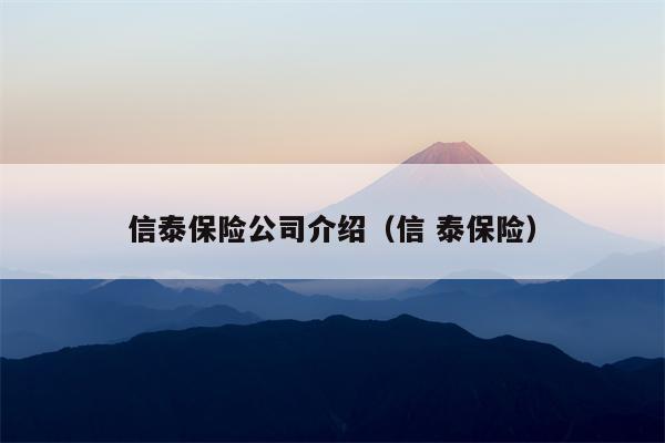 信泰保险公司介绍（信 泰保险）