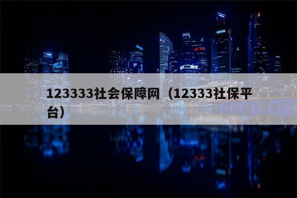 123333社会保障网（12333社保平台）