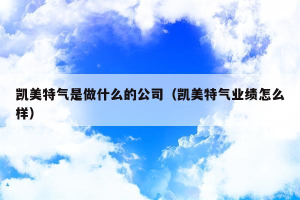 凯美特气是做什么的公司（凯美特气业绩怎么样）