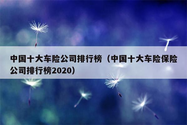 中国十大车险公司排行榜（中国十大车险保险公司排行榜2020）