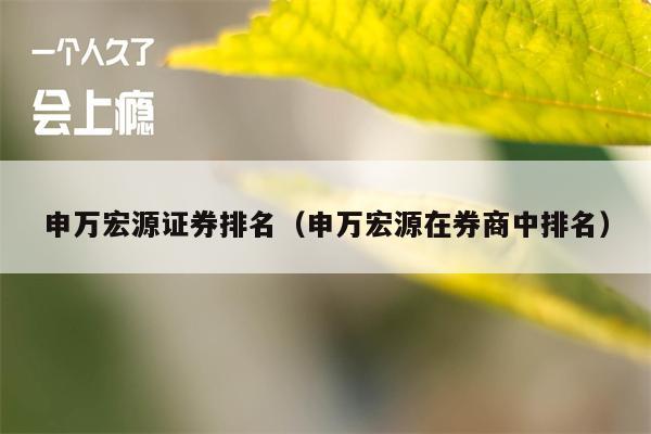 申万宏源证券排名（申万宏源在券商中排名）