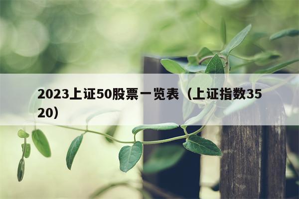 2023上证50股票一览表（上证指数3520）