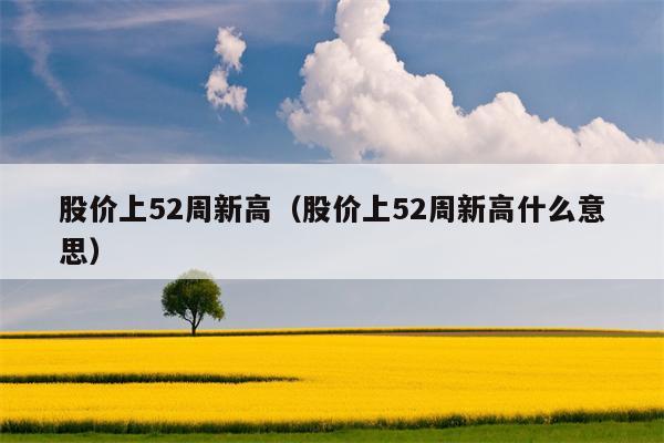 股价上52周新高（股价上52周新高什么意思）