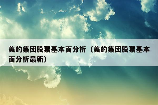 美的集团股票基本面分析（美的集团股票基本面分析最新）