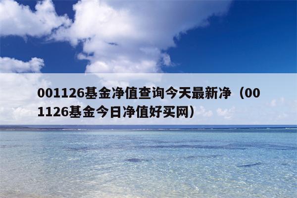 001126基金净值查询今天最新净（001126基金今日净值好买网）