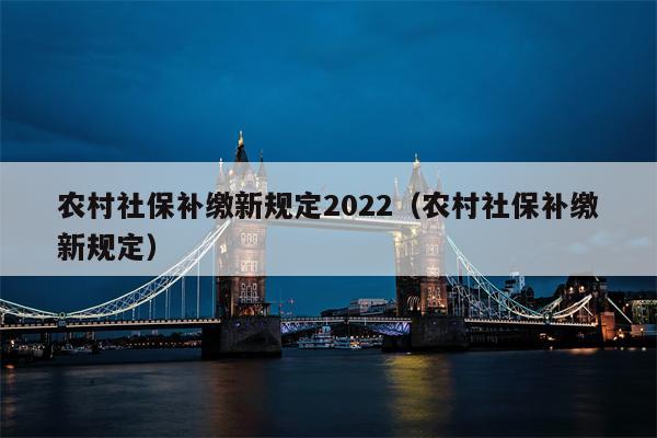 农村社保补缴新规定2022（农村社保补缴新规定）